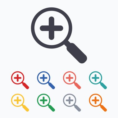 Büyüteç cam işareti simgeleri