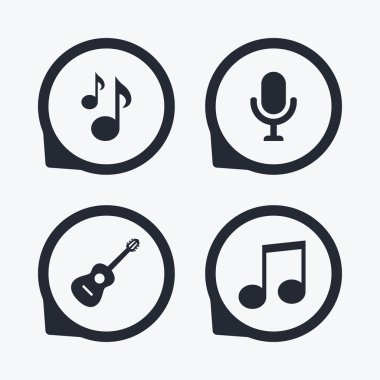 Müzik simgeler. mikrofon, akustik gitar.