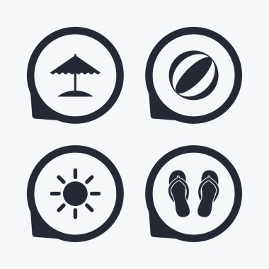 Beach Tatil simgeler. Şemsiye ve sandal.