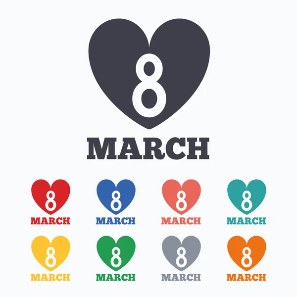 8 mars Signes de la Journée de la femme — Image vectorielle