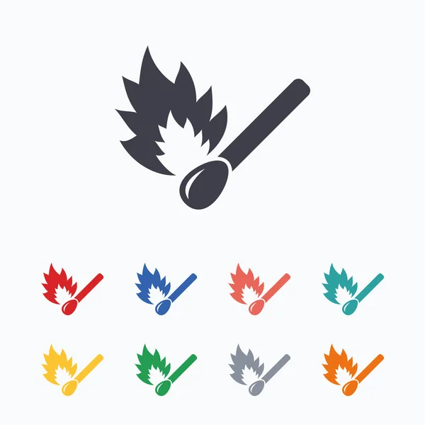 Match stick burns icons — Stock Vector