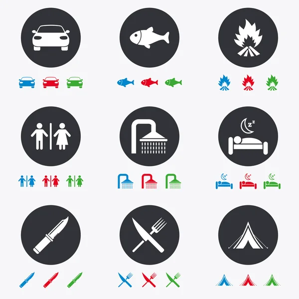 Hiking iconos de viaje . — Vector de stock