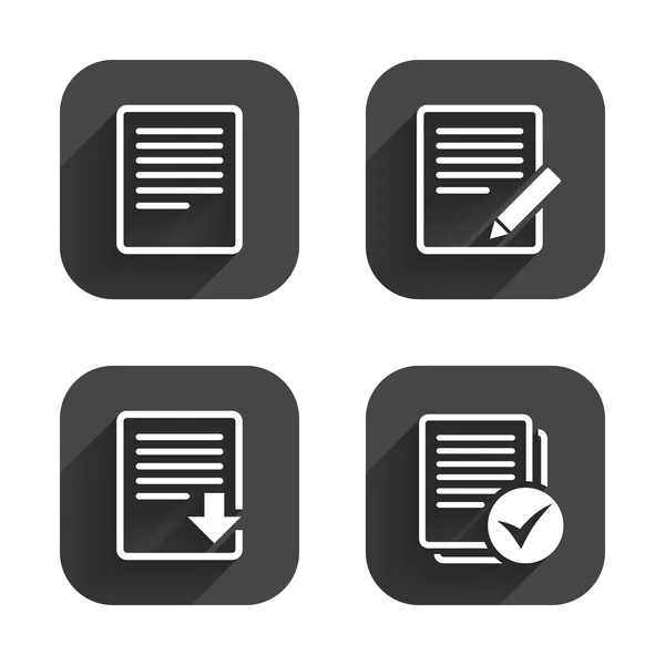 Document icons. Download file and checkbox. — Stock Vector