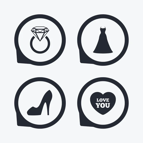 Icono vestido de novia . — Vector de stock