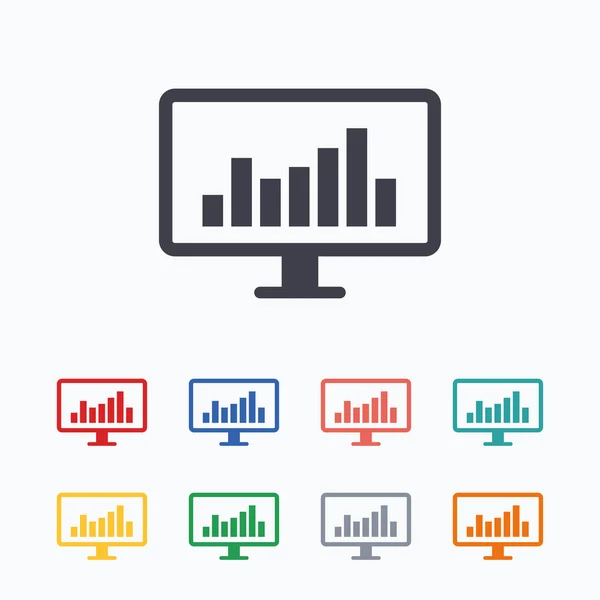 Ordenador monitor signo iconos — Vector de stock