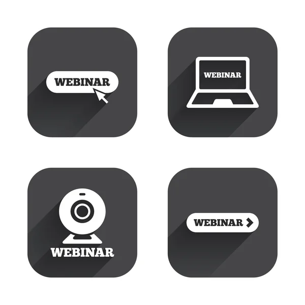 Iconos de webinar. Cámara Web — Vector de stock