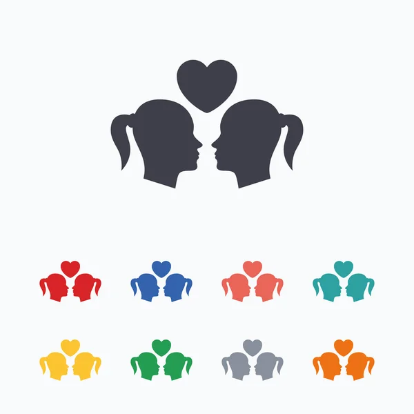 Lesbian couple sign icons — Stock Vector