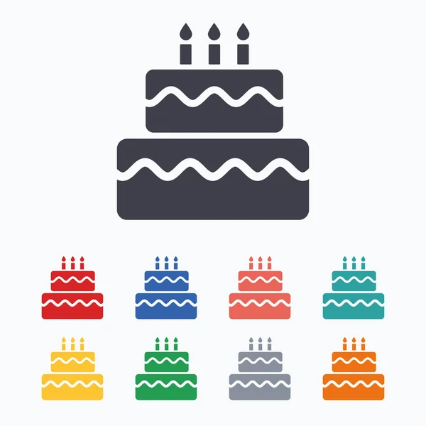 Iconos de signo de pastel de cumpleaños — Vector de stock