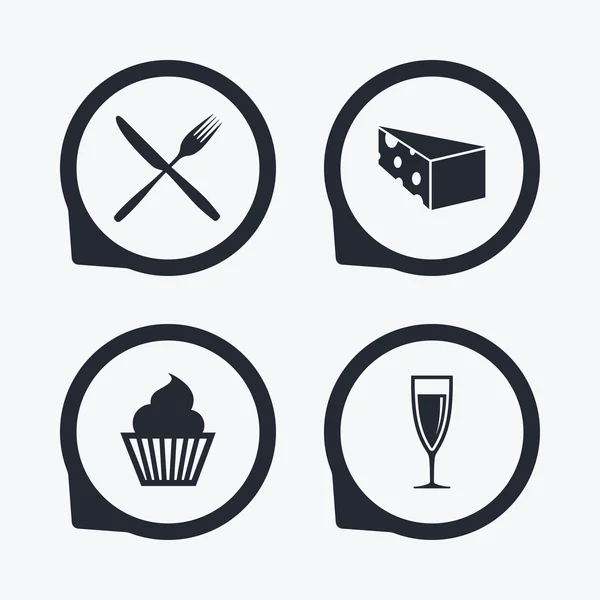 Iconos de comida. Muffin cupcake símbolo — Archivo Imágenes Vectoriales