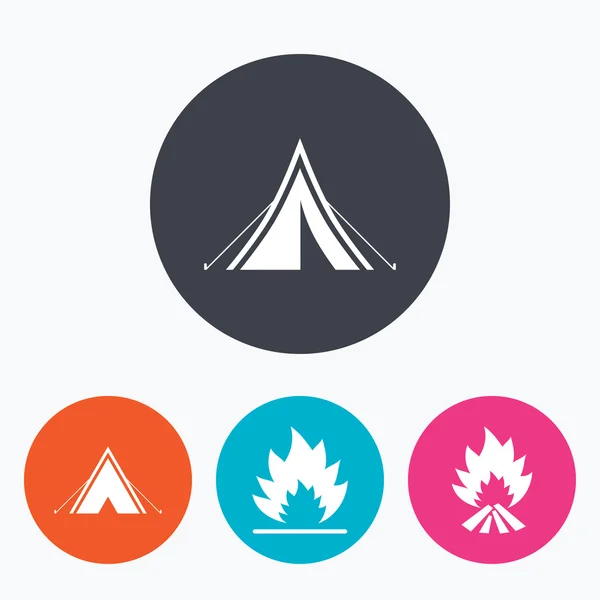 Signes touristiques camping tente . — Image vectorielle