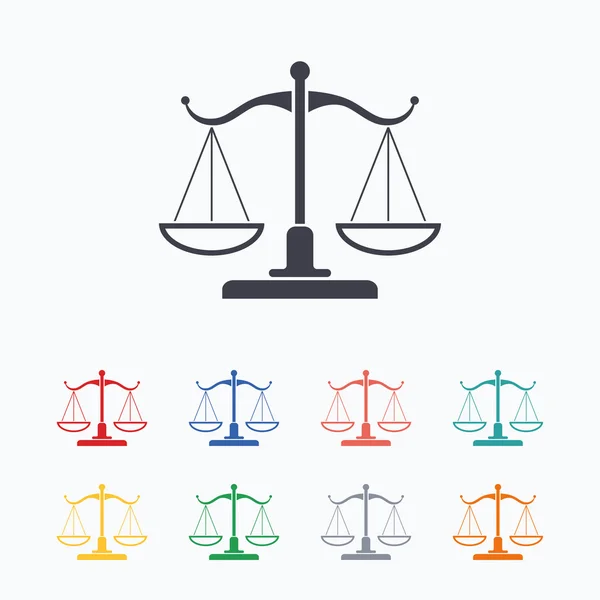 Scale di Giustizia segno icone — Vettoriale Stock