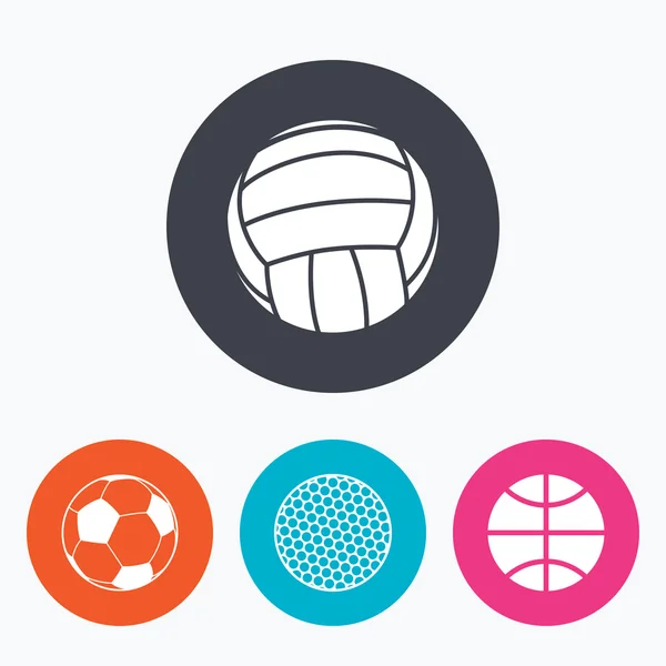 खेल गेंदों। वॉलीबॉल, बास्केटबॉल, फुटबॉल . — स्टॉक वेक्टर
