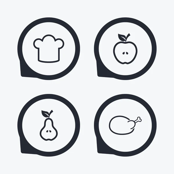 De pictogrammen van het voedsel. Appel- en perenbomen — Stockvector