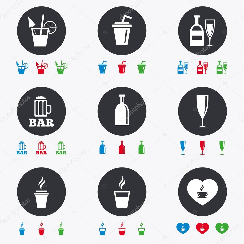 Beer, coffee and tea icons