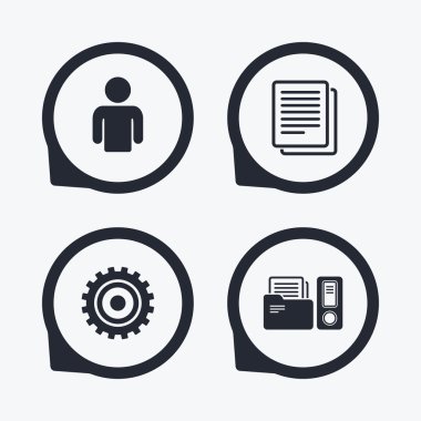 Muhasebe iş akışını simgeler. insan belgeler.