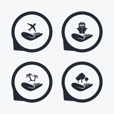 Yardım simgeleri eller. Koruma ve sigorta.