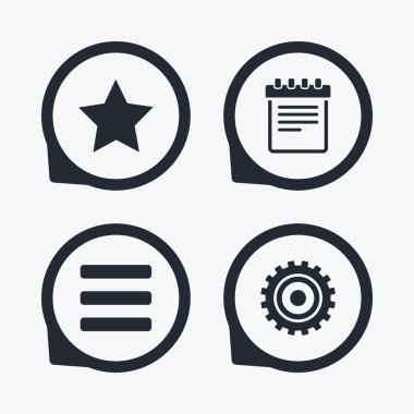 Yıldız ve menü listesi işaretleri.