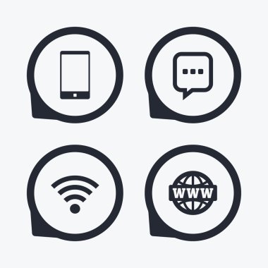 İletişim simgeler. Smartphone ve sohbet balonu.