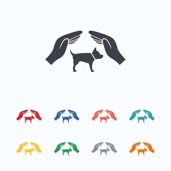 Protection des animaux animaux signe icône. Les mains ! . — Image vectorielle