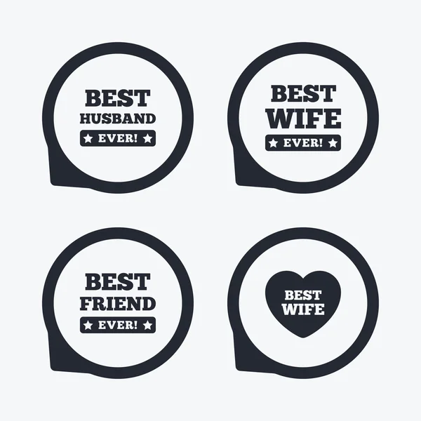 Best wife, husband and friend icons. — Stock Vector