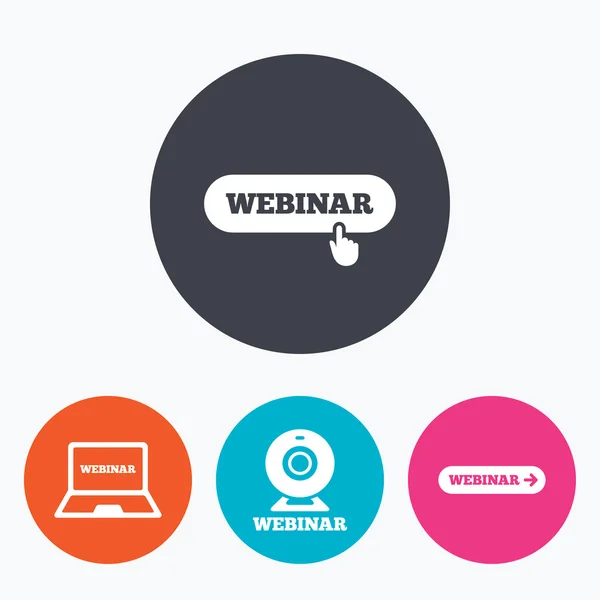 Iconos de webinar. Cámara Web — Archivo Imágenes Vectoriales