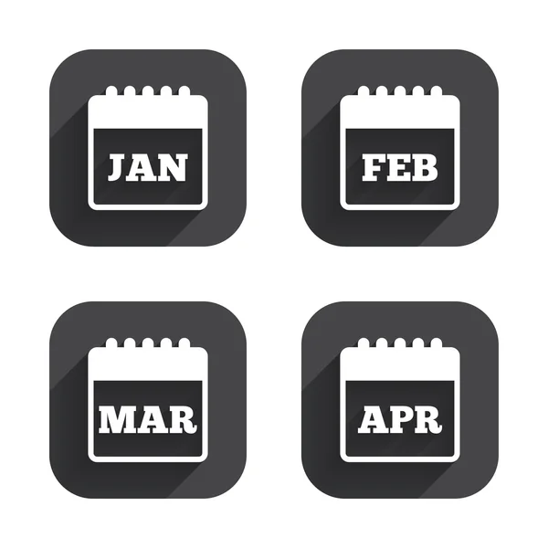日历。一月、 二月、 三月和四月. — 图库矢量图片