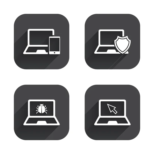 Notebook laptop pc icons. — Stock Vector