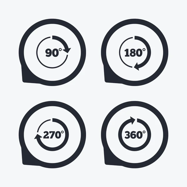 Angle degrees circle icons. — Stock Vector