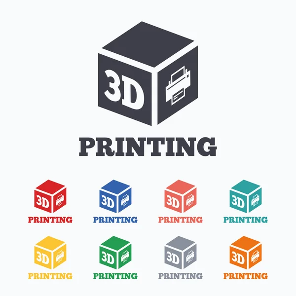 3D Print sign icons — Stock Vector