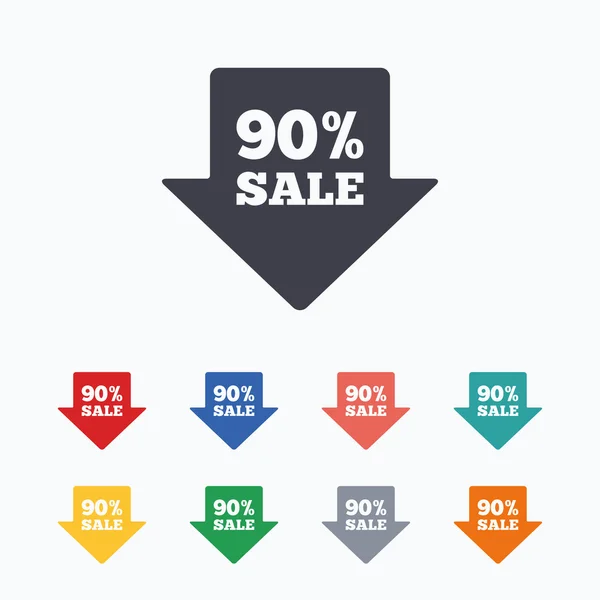 90 por cento seta venda — Vetor de Stock