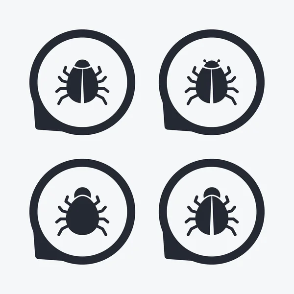 Bugs signs. Virus software error — Stock Vector
