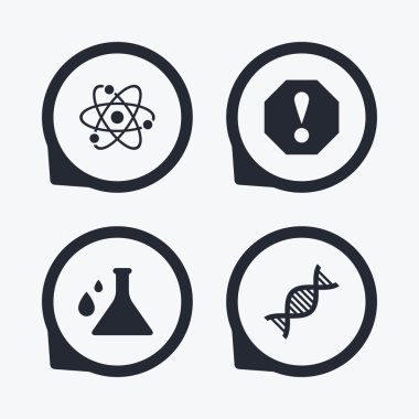 dikkat ve dna simgeler. Kimya şişesi.