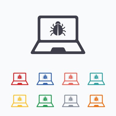 Dizüstü bilgisayar virüs işareti simgeleri