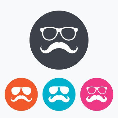 Bıyık ve gözlük simgeler.