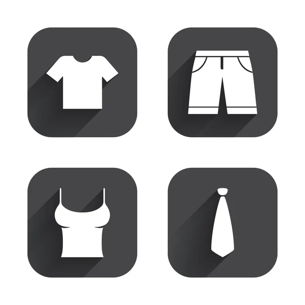 Señales de ropa. Camiseta y pantalones cortos . — Vector de stock