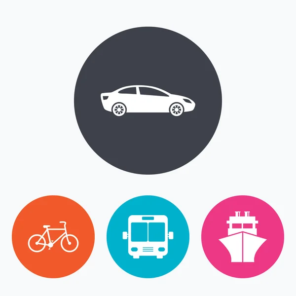 Iconos de transporte. Coche, Bicicleta — Vector de stock