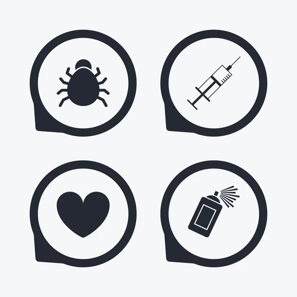 Signos de insectos y vacunas . — Vector de stock