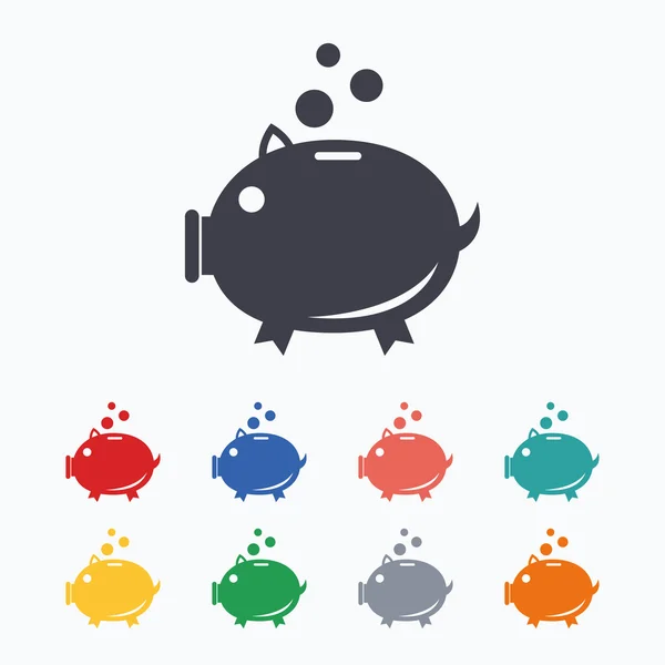 Piggy iconos signo de la orilla — Vector de stock