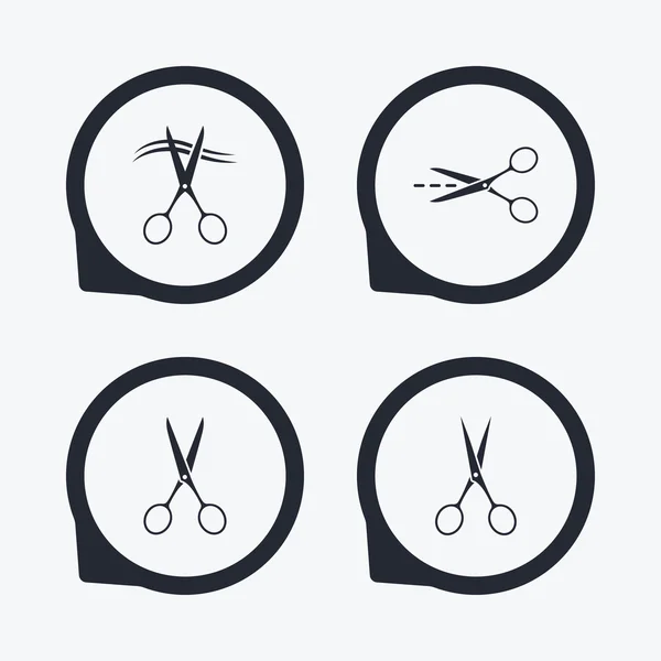 Scissors icons. Hairdresser or barbershop symbol — Stock Vector