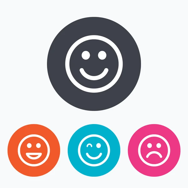 Smile icons. Happy, sad and wink faces. — Stock Vector