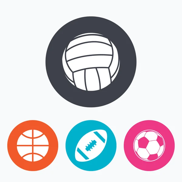 Sportbälle. Volleyball, Basketball, Fußball. — Stockvektor