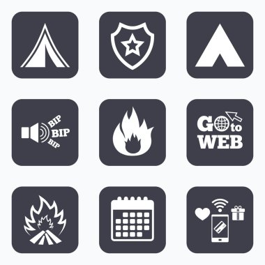 Turist kamp çadır işaretleri.