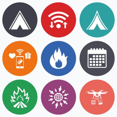 Turist kamp çadır işaretleri.