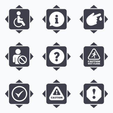 Dikkat tebliğ kutsal kişilerin resmi. Bilgi işaretleri.