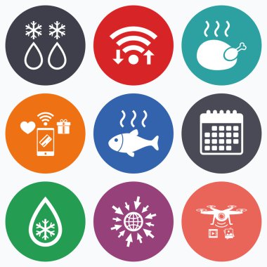 Damla ve kar tanesi buz çözme. Balık, tavuk.