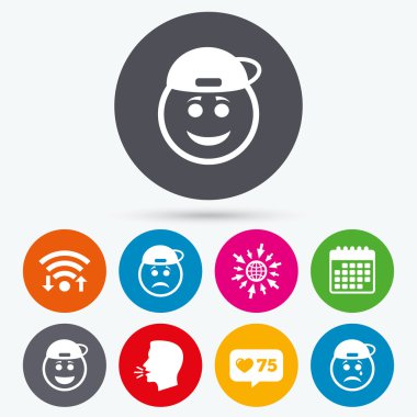 Rapçi gülümsemek yüz simgeleri.