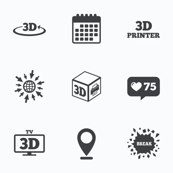 Symbole der 3D-Technologie. — Stockvektor