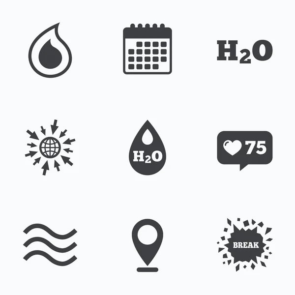H2O Water drop icons. — Stock Vector