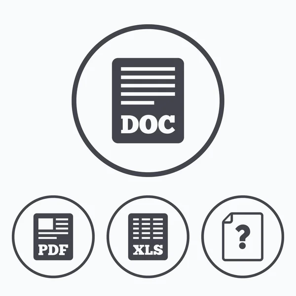 De documentpictogrammen van het. Xls, PDF-bestand — Stockvector