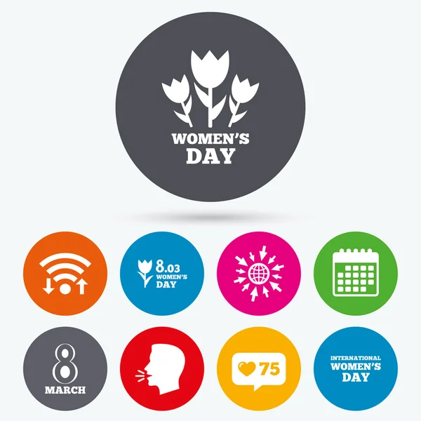 8 March Women's Day icons. — Stock Vector